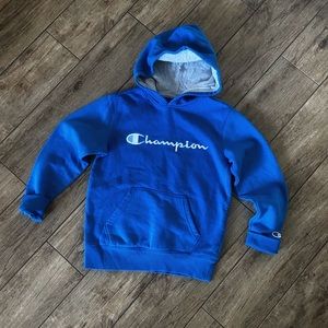 Boys Embroidered Champion Blue Hoodie Sweatshirt